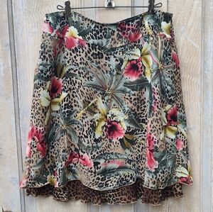 Tropical Layered Animal Print Skirt